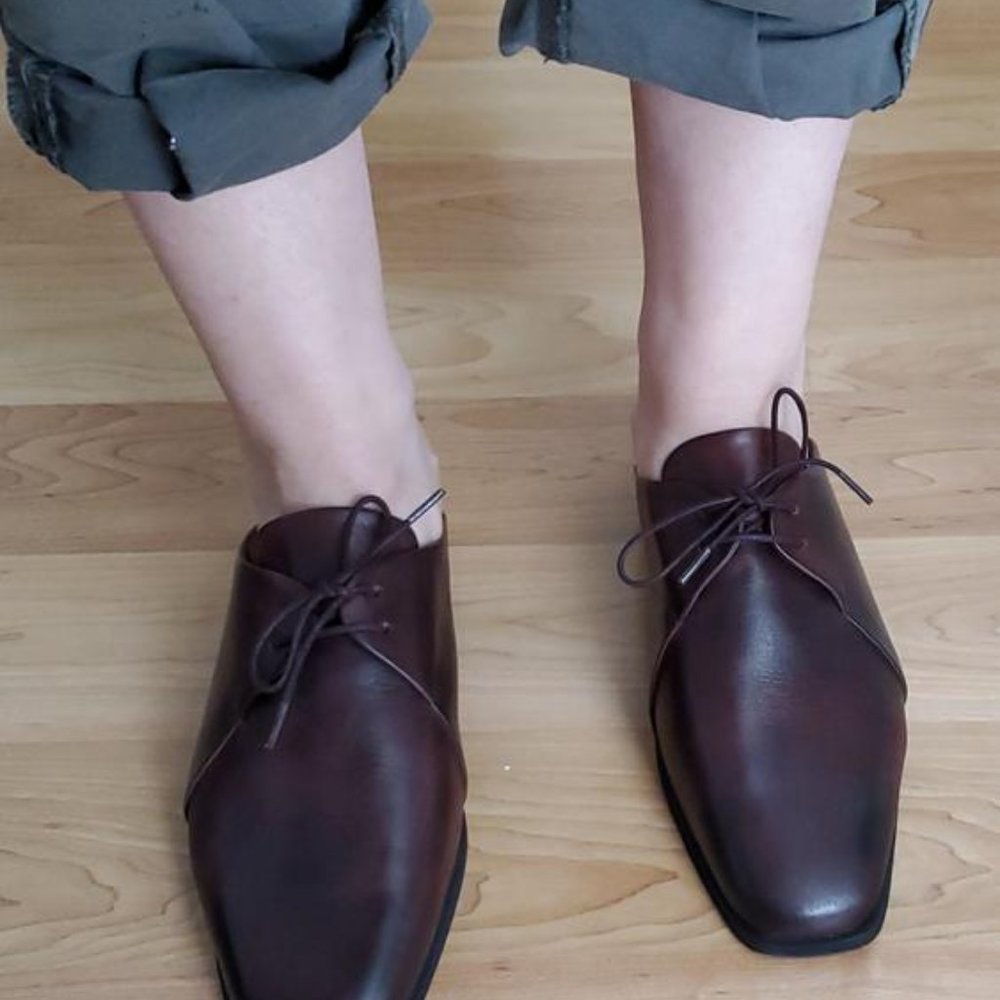 Free People Mackenzie Square Toe Loafers size 40 Burgundy